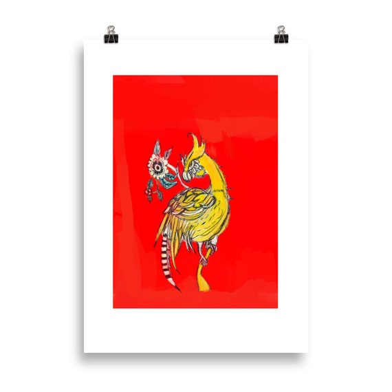 Posing Yellow bird unframed print