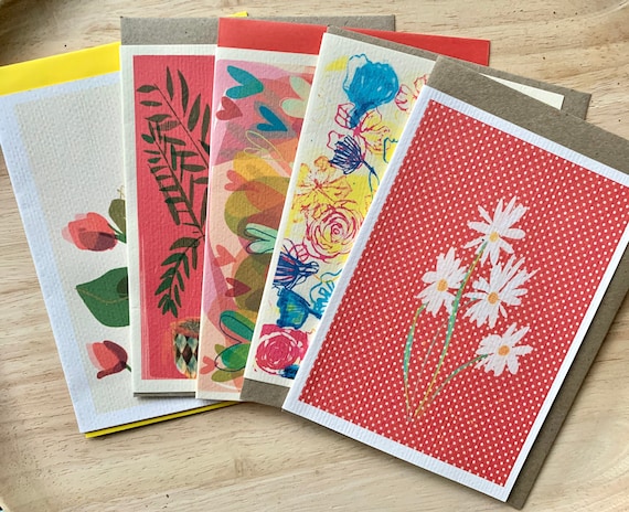 Floral Greeting Cards Pack: Artist Designed A6 Recycled Card Set