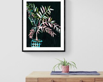 Black Date palm framed art print