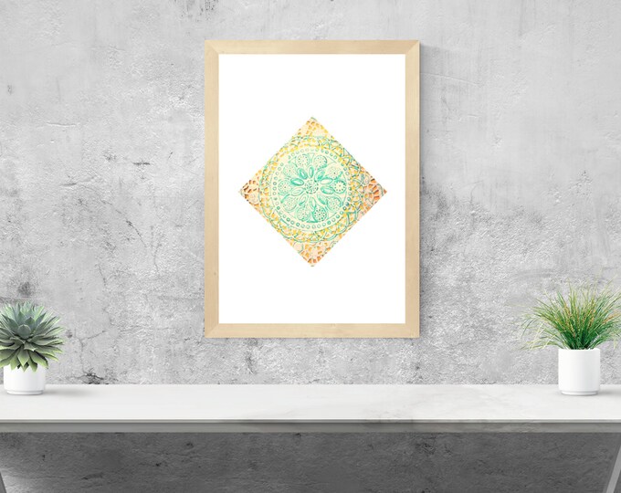 Diamond Mandala framed art print