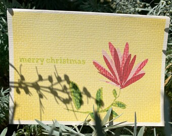 Merry Christmas flower greeting card A6 blank inside