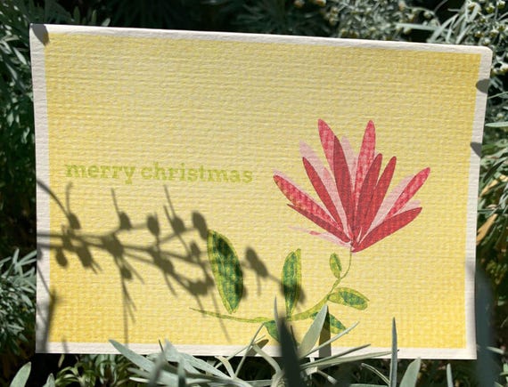 Merry Christmas flower greeting card A6 blank inside