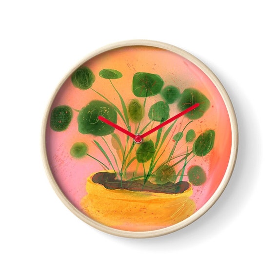 Pilea bamboo clock