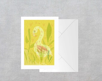 Patterned goose blank A6 greeting card
