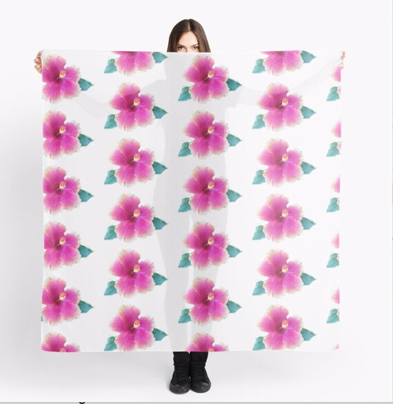 Pink Hibiscus scarf