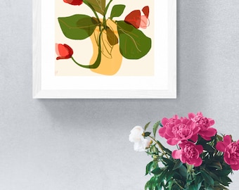 Roses in vase framed art print