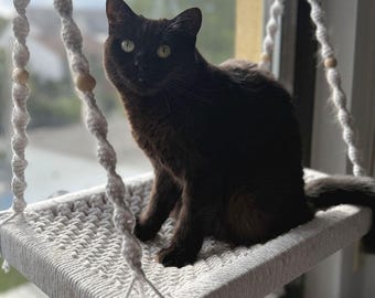 Vensterbank voor katten met raamhaken | Kattenbed voor het raam | Vensterbank voor kattenmeubel | Personaliseerbaar met naamplaatje