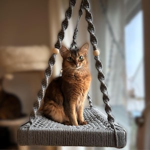 XXL window perch for large cats | Maine Coon cat bed | Sturdy hammock made of natural material | Handmade cat bed image 13