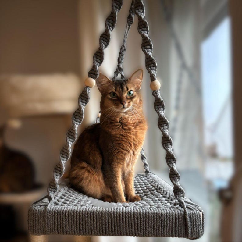 XXL window perch for large cats | Maine Coon cat bed | Sturdy hammock made of natural material | Handmade cat bed image 13