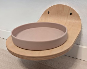 Ergonomic wall-mounted pet bowl stand made of beechwood – Perfect for cats & dogs – Wall-mounted feeding station – Elevated feeding bowl