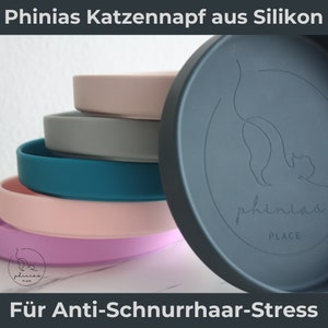 Phinias Katzennapf aus Silikon Extra Flach und BPA Frei | Tiernapf | Silikonnapf | Breiter Futternapf 180mm | Anti Schnurrhaar Stress