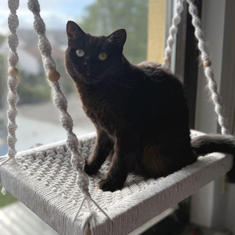 XXL window perch for large cats | Maine Coon cat bed | Sturdy hammock made of natural material | Handmade cat bed image 14