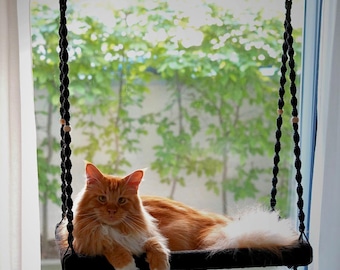 XXL window perch for large cats | Maine Coon cat bed | Sturdy hammock made of natural material | Handmade cat bed
