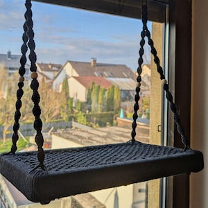 Cat window perch with window hook | Window cat bed | Window cat furniture | Personalizable with nameplate