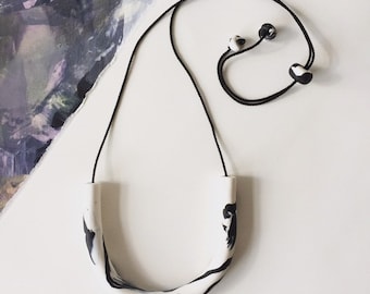 White and black necklace, monochrome necklace