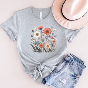Wildflower Tshirt, Flower Graphic Tee, Meadow Flower Shirt, Watercolor Floral Top, Botanical T-shirt, Gift For Her