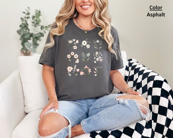 Flower Graphic Tee, Meadow Flower Shirt, Watercolor Floral Top, Botanical T-shirt, Gift For Her, Wildflower Tee, Womens Tshirt