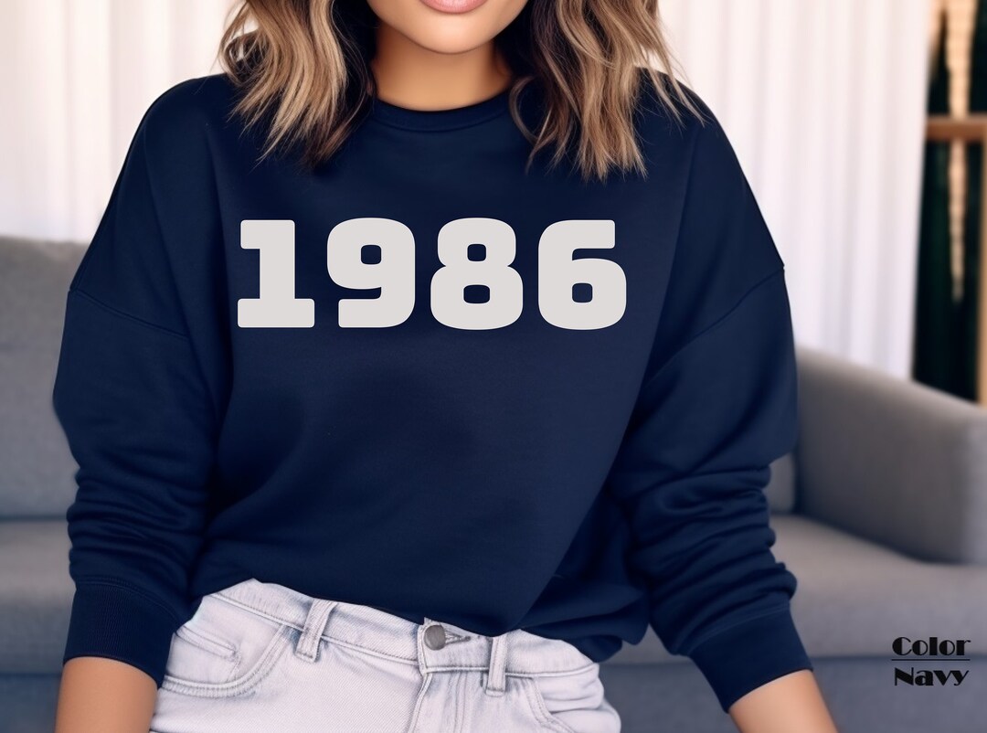 Graduation Cap1986 1986 Sweatshirt, 1986 College Style Number Sweater, 1986 Birthday Year ...