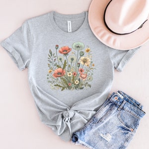 Wildflower Tshirt, Flower Graphic Tee, Meadow Flower Shirt, Watercolor Floral Top, Botanical T-shirt, Gift For Her