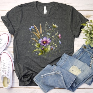 Wildflower Tshirt, Flower Graphic Tee, Meadow Flower Shirt, Watercolor Floral Top, Botanical T-shirt, Gift For Her