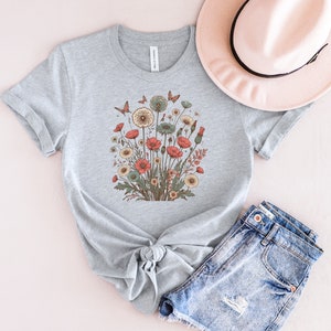 Wildflower Tshirt, Flower Graphic Tee, Meadow Flower Shirt, Watercolor Floral Top, Botanical T-shirt, Gift For Her