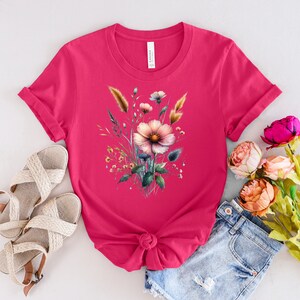 Wildflower Tshirt, Flower Graphic Tee, Meadow Flower Shirt, Watercolor Floral Top, Botanical T-shirt, Gift For Her