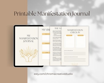 Manifestation Journal | Printable Digital Download | Meditation Tracker | Affirmations and Goals | Weekly Monthly and Yearly | 369 Method