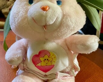 Vintage Care Bear Baby Hugs Bear 11" Plush with Diaper Kenner (1983)