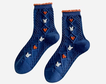 Cute Bunny | Cute Socks | Women Socks | Cotton Socks | Embroidery Socks | Ankle Socks | Pretty Socks | Ankle Socks | Gift Idea | Summer Sock