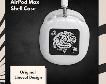 Brain Linocut AirPods Max Case: Edgy Goth Headphone Cover