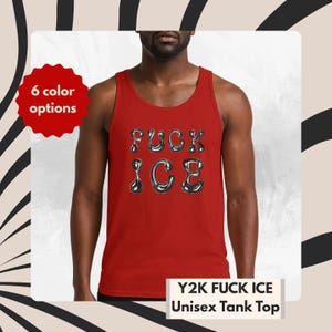 Regata Chinga La Migra - Camisa Fuck ICE - Regata Anti Trump Estilo Carta Cromada Y2K - Top Fuck Trump Declaração de Protesto Chinga Tu MAGA
