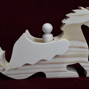 Winged Dragon with Rider, Unfinished Pine image 6