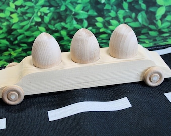 The 3 Egg Limousine: Unfinished Pine Limo with Hardwood Eggs