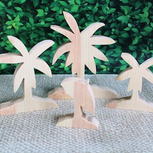 Coconut Palms and Beach Umbrella, Unfinished Pine Cutouts
