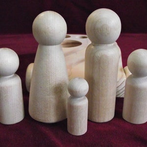 Large Family Sedan Plus 1 with Large Peg Dolls, Unfinished Wood image 6