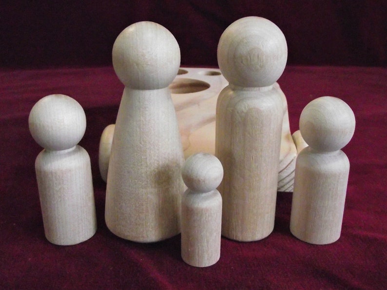 Large Family Sedan Plus 1 with Large Peg Dolls, Unfinished Wood image 6