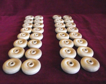 32  1-1/2 inch Wheels for Game Pieces, Unfinished Hardwood