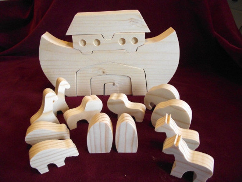 Noahs Ark Story Set, Unfinished Pine image 1