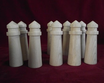 Set of 10 Large Hardwood Lighthouses