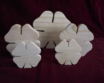 Shamrock or 4-H Clover, Set of 5 unfinished wood blanks