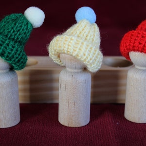 Wood Sled for Peg Dolls with Knit Hats image 4