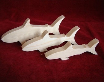 Shark Family of Unfinished Pine Cutouts