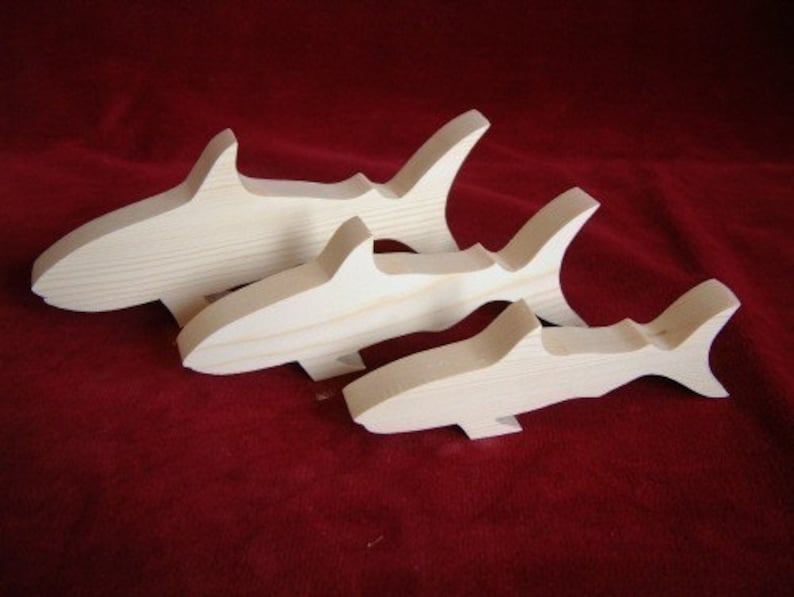 Shark Family of Unfinished Pine Cutouts image 1