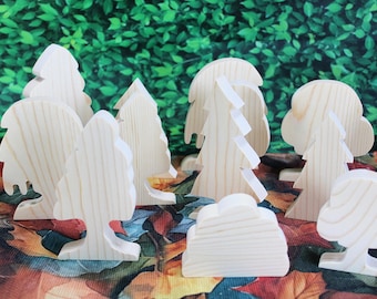 Forest Trees, Set of 12 Unfinished Pine Cutouts