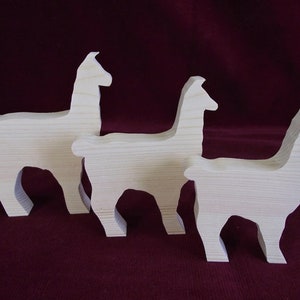 Llama, Llama, Llama a Family Set of Three, Unfinished Pine image 3