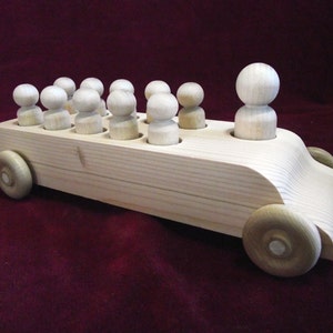 Original Bus with Peg Dolls, Unfinished Pine Bus with Unfinished Hardwood Passengers image 3