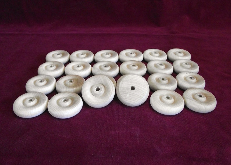 24 Hardwood Wheels 1-3/4 Inch Diameter With 1/4 Hole Unfinished - Etsy