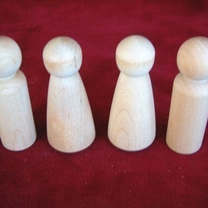 2 Pair of Lg. Size Bride and Groom Peg Dolls 4 Peg Dolls Total Unfinished hardwood image 3