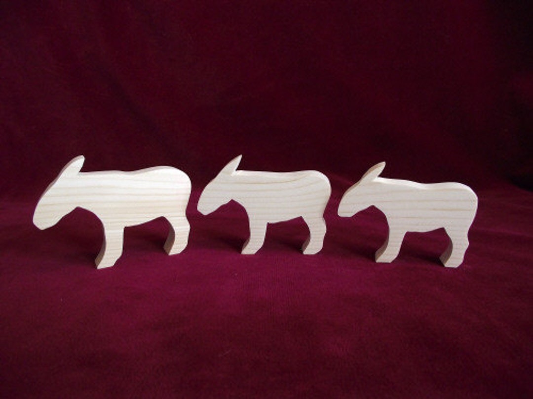 3 Basic Standing Donkeys, Unfinished Pine - Etsy