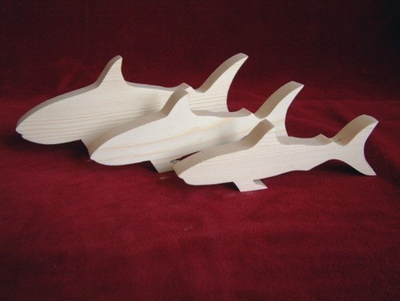 Shark Family of Unfinished Pine Cutouts image 3